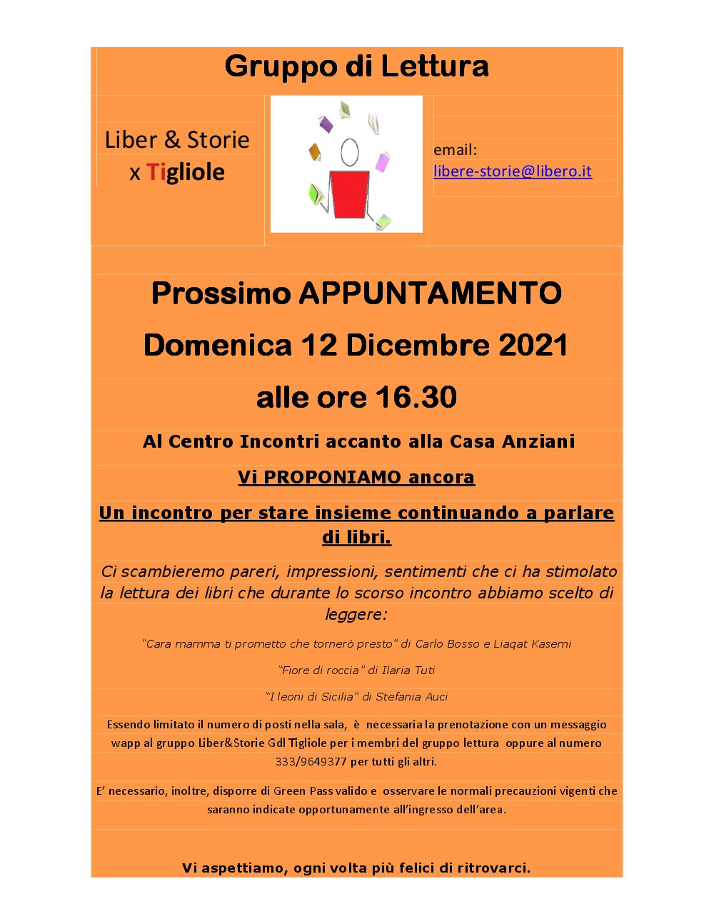 Tigliole | Gruppo di lettura (appuntamento 12 dicembre 2021)