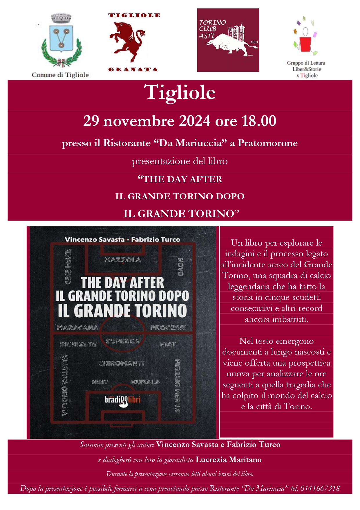 Evento “THE DAY AFTER IL GRANDE TORINO DOPO IL GRANDE TORINO”