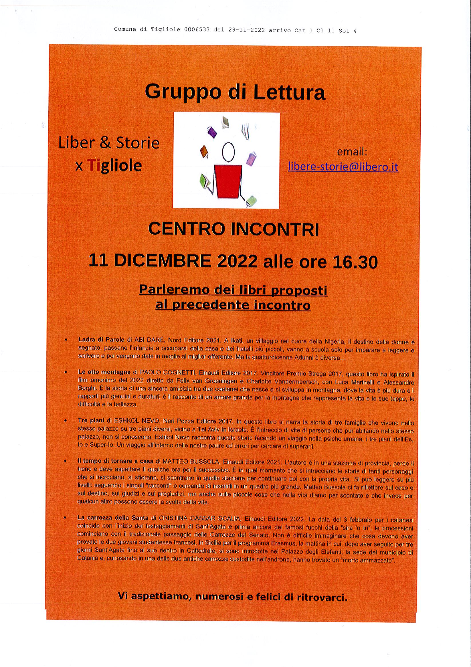 Gruppo di lettura_ Appuntamento del giorno 11 dicembre