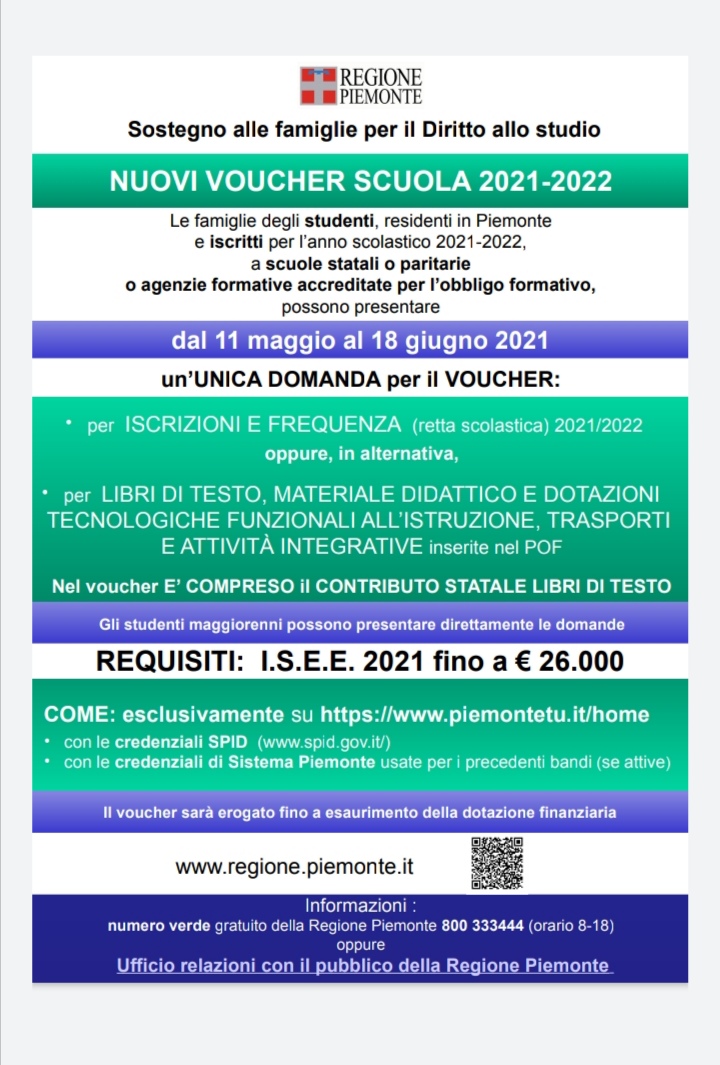 Nuovi voucher scuola 2021/2022